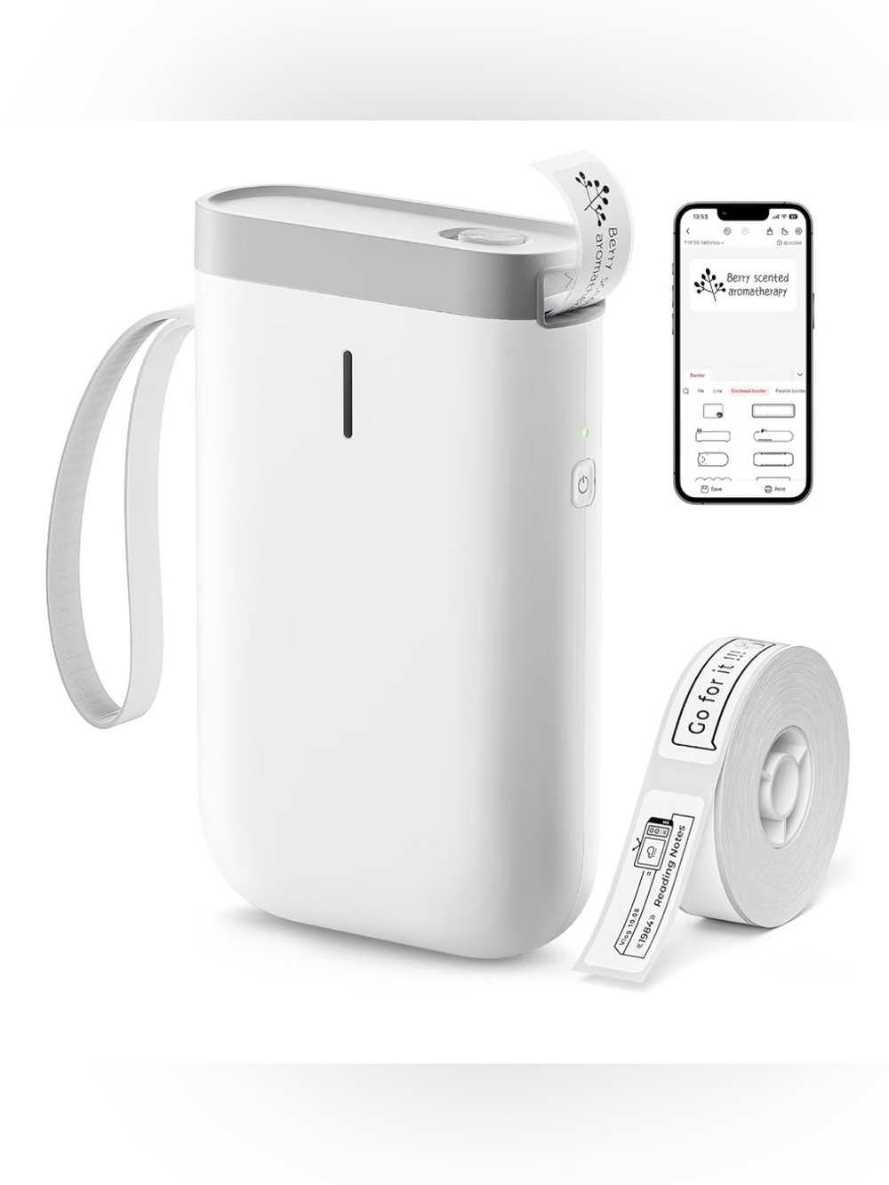 Portable White Label Printer with Gray Accent